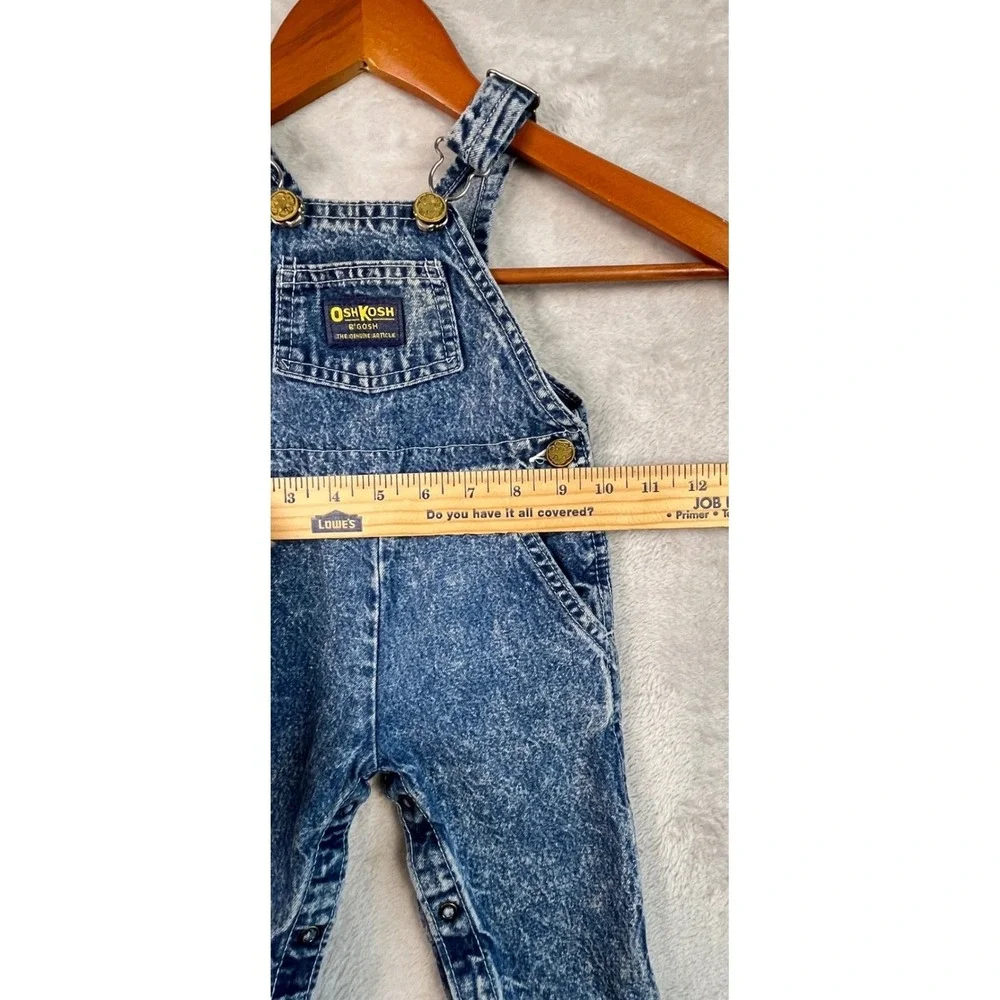 Vintage OshKosh‎ Bgosh Denim Overalls Vestbak Acid Wash 6/9M Cotton 80s 90s Blue